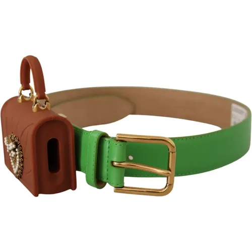 Elegant emerald leather belt , female, Sizes: 70 CM - Dolce & Gabbana - Modalova