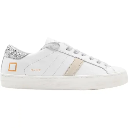 Niedrige Wade Weiß Silberne Sneakers , Damen, Größe: 36 EU - D.A.T.E. - Modalova