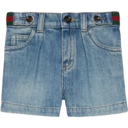 Kinder Denim Bermuda mit Web-Detail - Gucci - Modalova