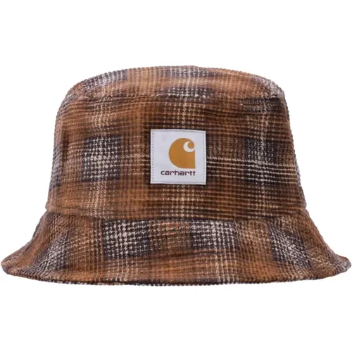 Karierte Cord Bucket Hat Braun , Herren, Größe: M/L - Carhartt WIP - Modalova