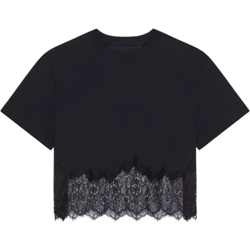 Lace Cropped T-Shirt , female, Sizes: M, XS, S - Givenchy - Modalova