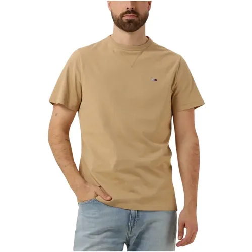 Herren Polo & T-Shirts Slim Rib Detail Tee , Herren, Größe: XL - Tommy Jeans - Modalova