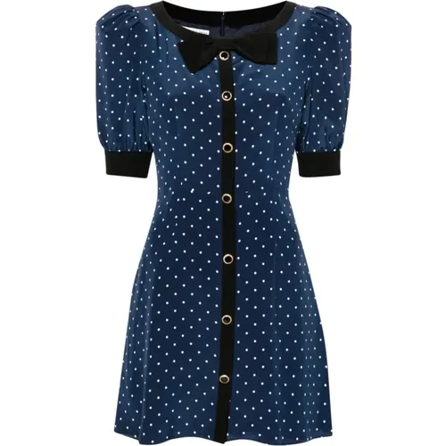 Navy Polka Dot Seidenkleid - Alessandra Rich - Modalova