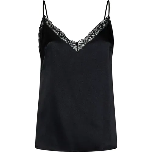 Schwarze Spitzen V-Ausschnitt Bluse , Damen, Größe: M - alberta ferretti - Modalova