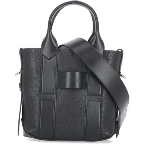 Schwarze Pebbled Lederhandtasche mit Griffen , Damen, Größe: ONE Size - Hogan - Modalova