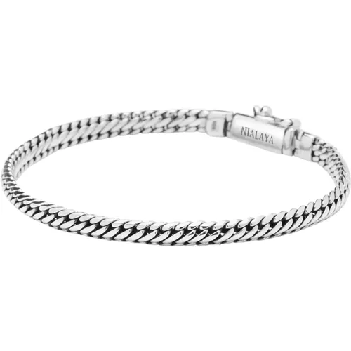 Sterling Silver Chain Bracelet , male, Sizes: 2XL, L, M, XL - Nialaya - Modalova