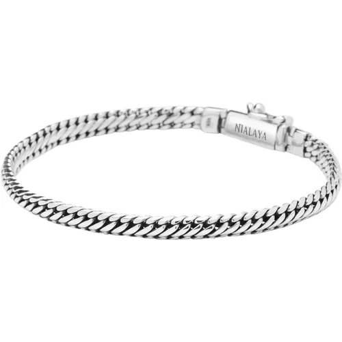 Sterling Silver Chain Bracelet , male, Sizes: L, M, XL - Nialaya - Modalova