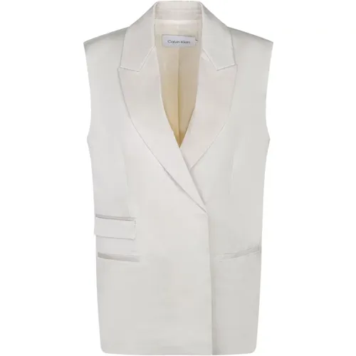 Tailored Cut Vest in Peyote Color , female, Sizes: XS, 2XS, S - Calvin Klein - Modalova