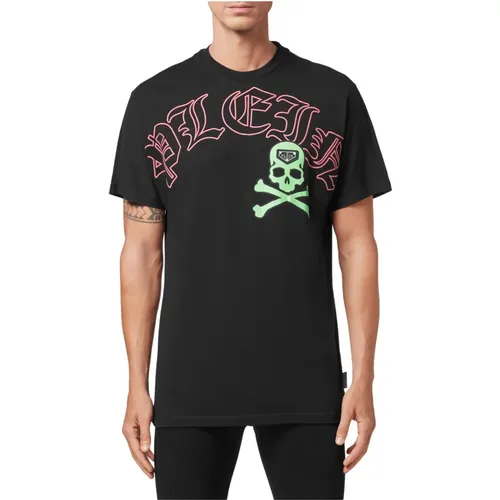 T-Shirt Round Neck SS Gothic Plein , Herren, Größe: L - Philipp Plein - Modalova
