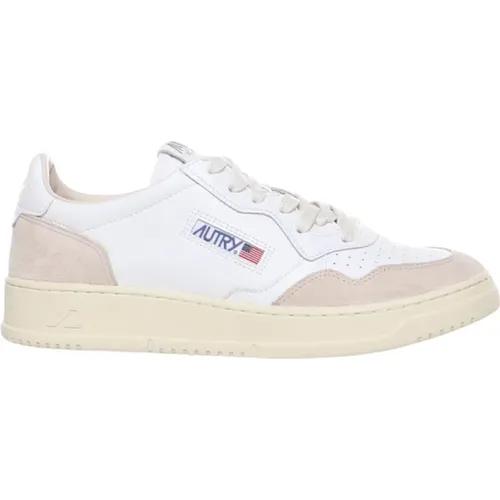 White Leather Sneakers with Logo Details , male, Sizes: 6 UK, 7 UK - Autry - Modalova