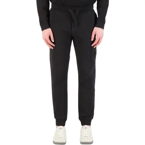 Schwarze Fleece-Sweatpants mit Iconic Badge , Herren, Größe: XL - Stone Island - Modalova