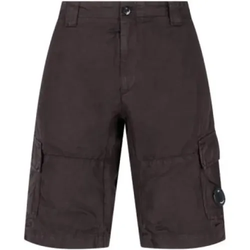 Schwarze Cargo-Shorts mit Leinenmischung , Herren, Größe: XS - C.P. Company - Modalova