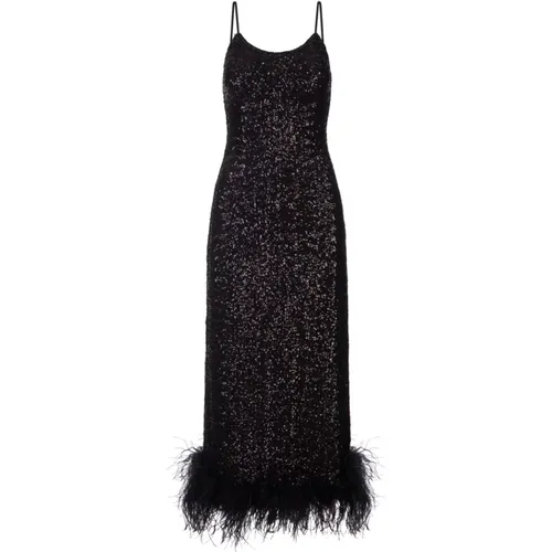 Sequin Midi Dress with Ostrich Feathers , female, Sizes: M, S - Oseree - Modalova