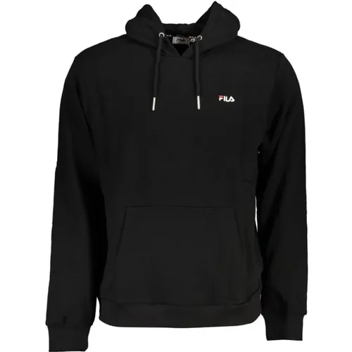 Schwarzer Kapuzenpullover mit Stickerei , Herren, Größe: M - Fila - Modalova