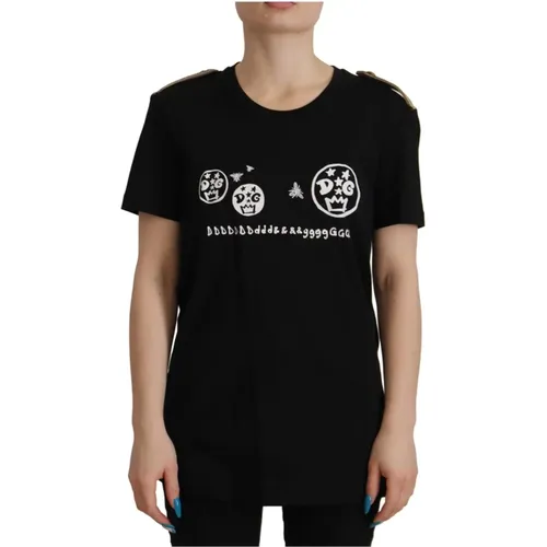 Schwarzes Logo T-Shirt , Damen, Größe: M - Dolce & Gabbana - Modalova