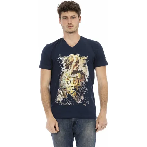 Kurzarm V-Ausschnitt T-Shirt , Herren, Größe: S - Trussardi - Modalova