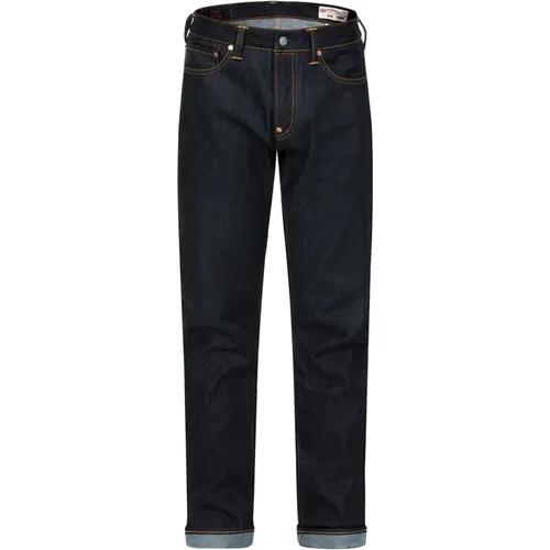 Indigo Denim Slim Jeans mit Möwe , Herren, Größe: W30 - Evisu - Modalova