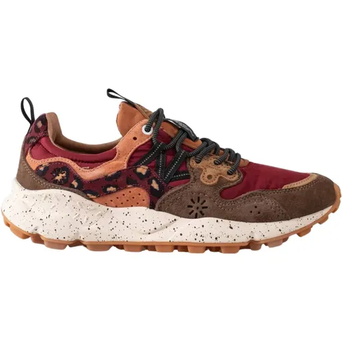 Creme- und braune Trekking-Stil Sneakers , Herren, Größe: 45 EU - Flower Mountain - Modalova