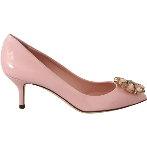 Crystal Detail Leather Pumps , female, Sizes: 4 1/2 UK, 3 UK - Dolce & Gabbana - Modalova