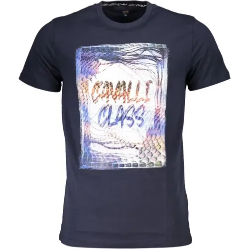 Bedrucktes Logo Rundhals T-Shirt , Herren, Größe: L - Cavalli Class - Modalova