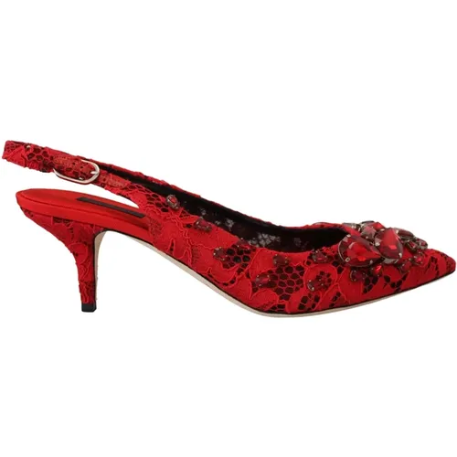 Rote Kristallabsatz Mary Jane Schuhe - Dolce & Gabbana - Modalova