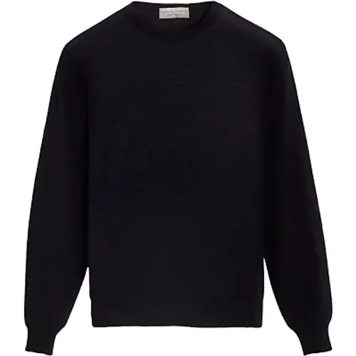 Navy Lightweight Merino Wool Sweater , male, Sizes: L, XL, 2XL, M - Filippo De Laurentiis - Modalova