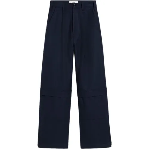 Dunkelblaue Cargo Hose , Damen, Größe: M - Ami Paris - Modalova