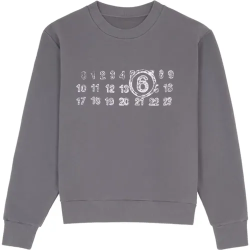 Logo Crewneck Sweaters Long Sleeves , female, Sizes: XS, L - MM6 Maison Margiela - Modalova