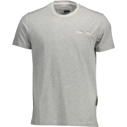 Graues Baumwoll-T-Shirt mit Kontrastdetails - Harmont & Blaine - Modalova