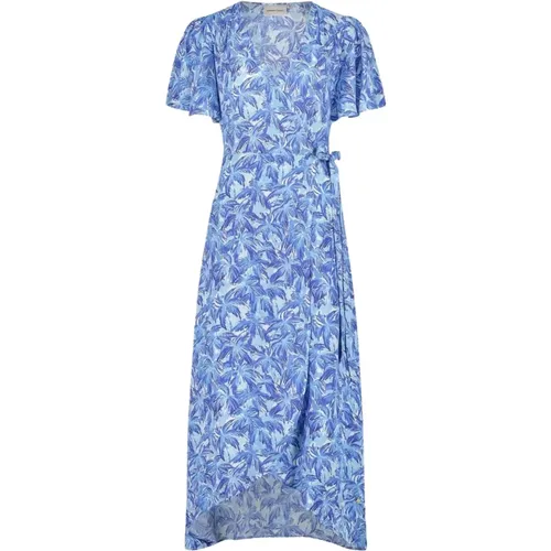 Blue Palm Print Wrap Dress , female, Sizes: M - Fabienne Chapot - Modalova