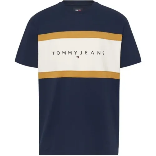 Dunkelblaues Baumwoll T-shirt , Herren, Größe: M - Tommy Hilfiger - Modalova