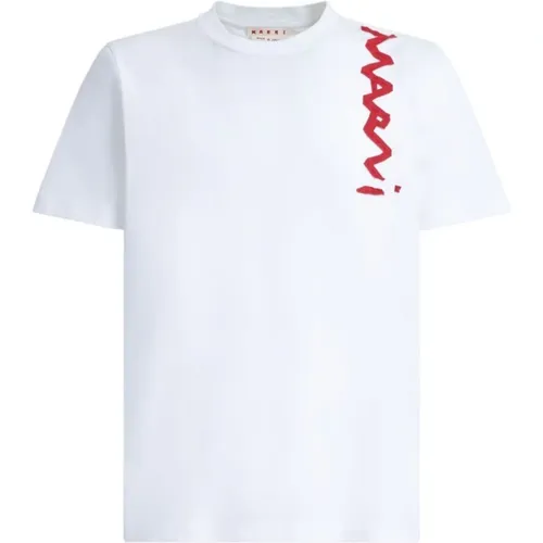 Logo Jersey T-Shirt Weiß Kurzarm - Marni - Modalova