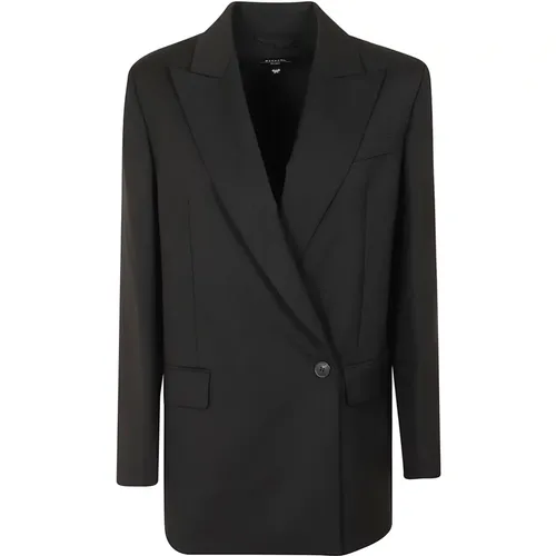 Schwarzer Wollblazer Doppelreihige Jacke , Damen, Größe: 2XS - Max Mara Weekend - Modalova