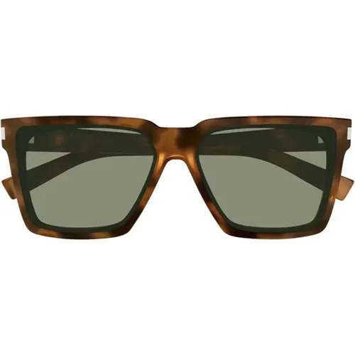 Unisex Square Acetate Sunglasses in Tortoise , unisex, Sizes: 59 MM - Saint Laurent - Modalova