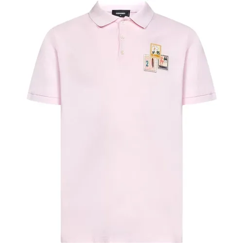 Stylish Men`s Polo Shirt with Multicolor Patches , male, Sizes: L, M - Dsquared2 - Modalova