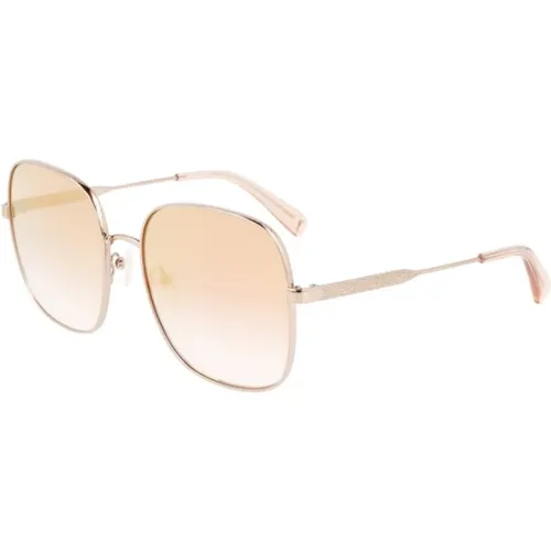 Goldene Metallsonnenbrille für Frauen - Longchamp - Modalova