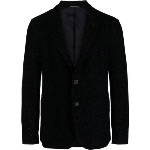 Velvet Jacquard Jacket with Classic Revers , male, Sizes: XL - Giorgio Armani - Modalova