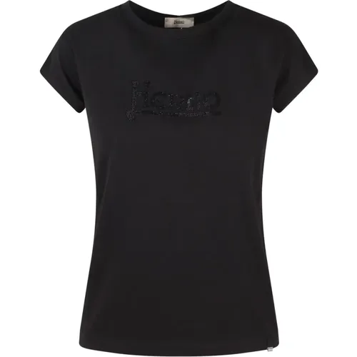 Rhinestone Logo Jersey T-Shirt , female, Sizes: S, 2XS, L, M, XS, XL - Herno - Modalova