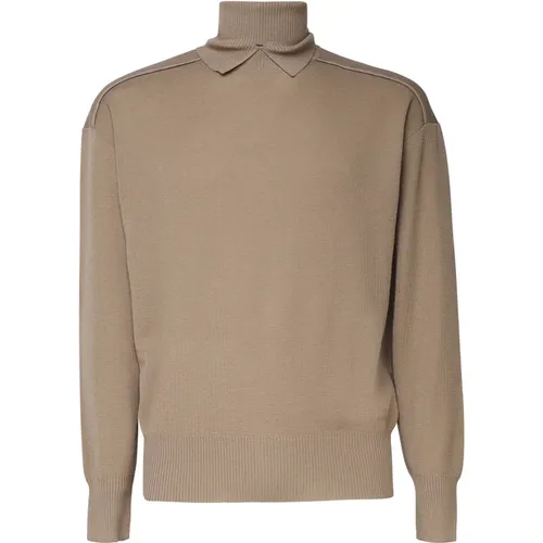 Beiger Hoher Kragen Pullover Elastische Bündchen - Burberry - Modalova