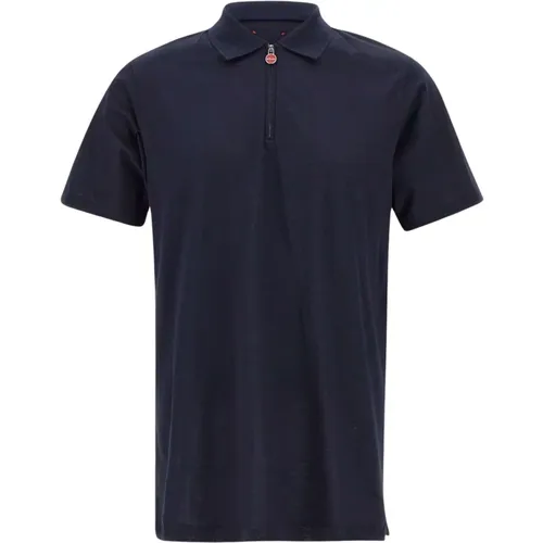 Baumwoll-Poloshirt Marineblau Rot , Herren, Größe: L - Kiton - Modalova