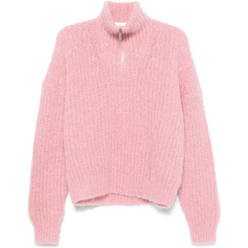 Hoher Hals Reißverschluss Pullover in Rosa - BA&SH - Modalova