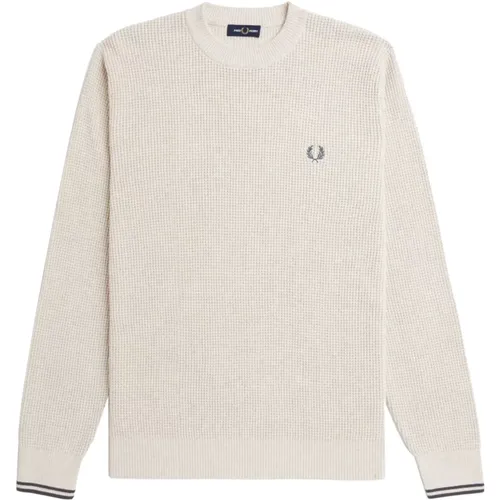 Herren Waffle Crewneck Pullover , Herren, Größe: L - Fred Perry - Modalova