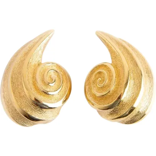 Pre-owned Gold earrings , female, Sizes: ONE SIZE - Dior Vintage - Modalova