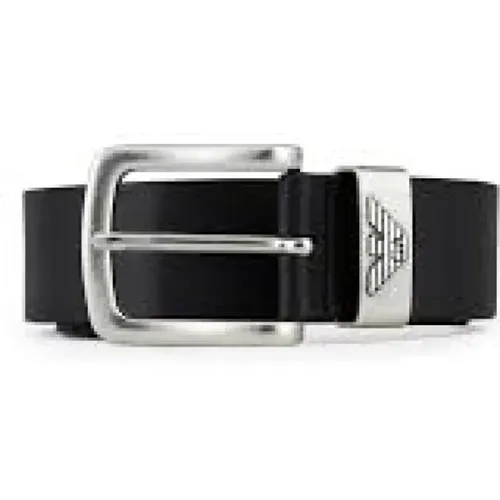 Leather Belt with Silver Metal Buckle , male, Sizes: 85 CM - Emporio Armani - Modalova