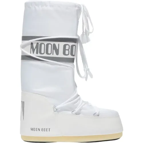 Weiße Schneestiefel mit Logo-Druck , Damen, Größe: 35 EU - moon boot - Modalova