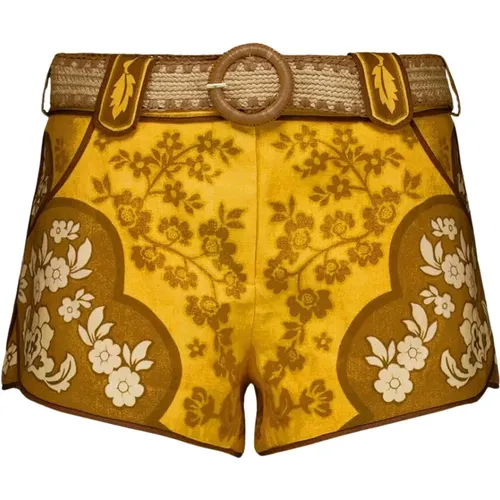 Raie floral-print linen mini shorts , female, Sizes: M - Zimmermann - Modalova