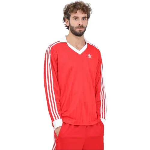 Sportliches Rotes Langarm T-Shirt , Herren, Größe: M - adidas Originals - Modalova