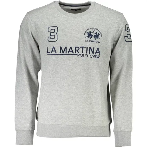 Bestickter Rundhalsausschnitt Pullover Grau , Herren, Größe: XL - LA MARTINA - Modalova