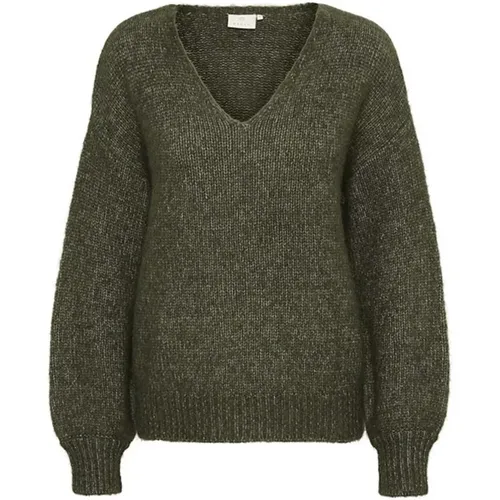 Forest Night Melange V-Neck Sweater , female, Sizes: 2XL, L, XS, M - Kaffe - Modalova