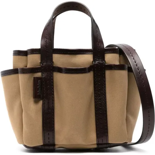 Leather Shoulder Bag with Whipstitch Detailing , female, Sizes: ONE SIZE - Max Mara - Modalova